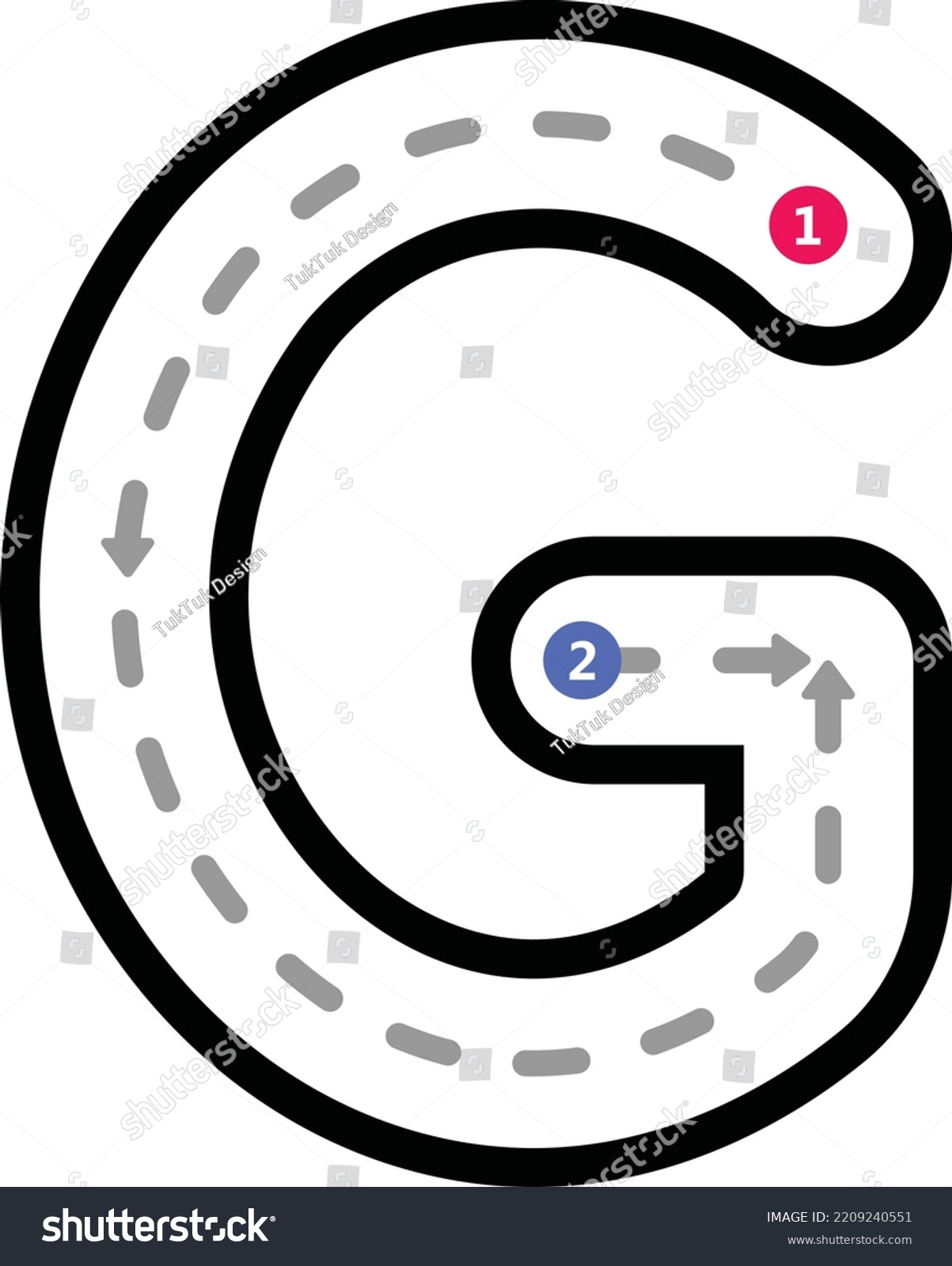 Tracing Alphabet Uppercase Capital Letter G Stock Vector (Royalty with Capital Letter G Tracing Worksheets