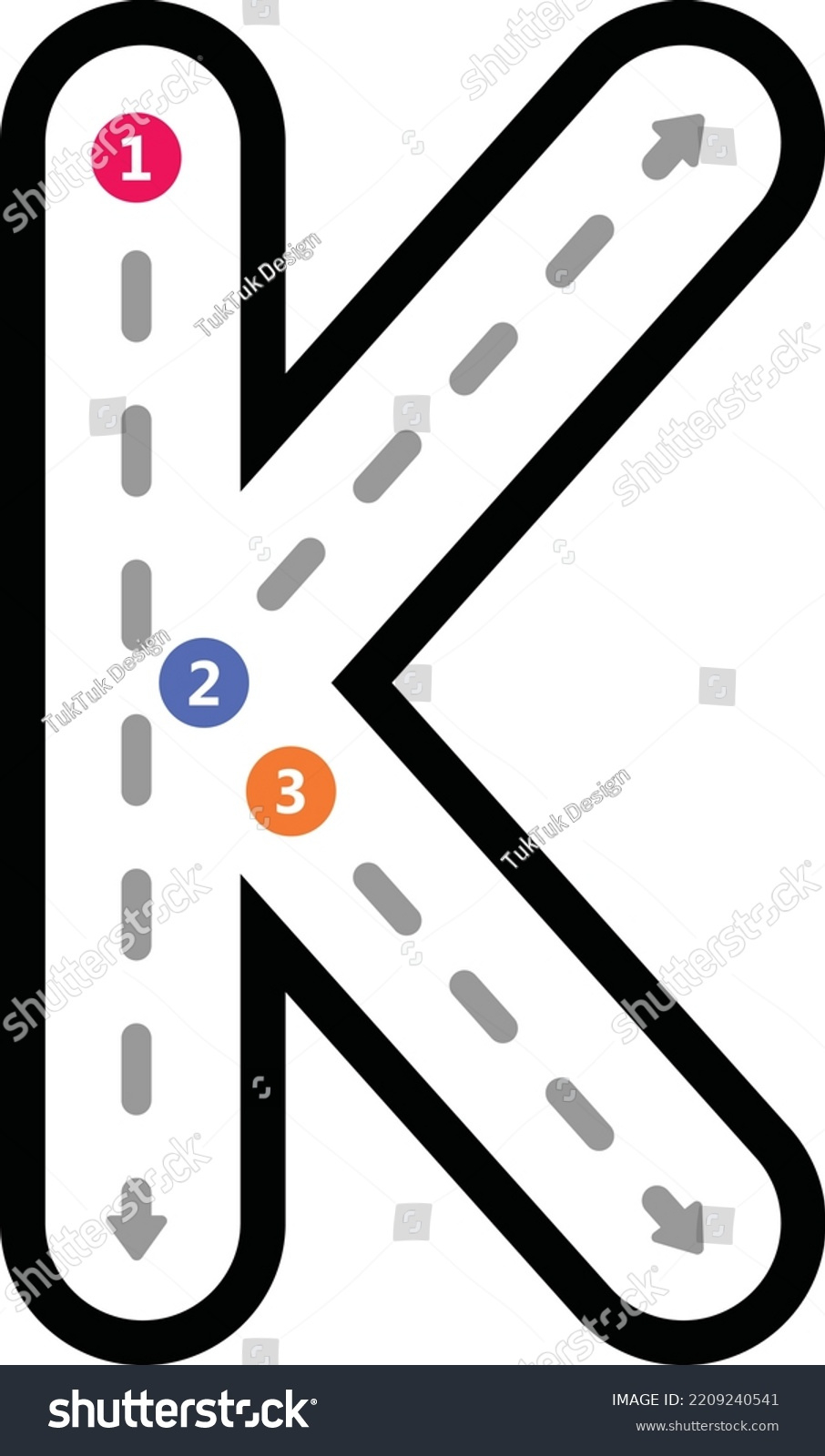 Tracing Alphabet Uppercase Capital Letter K Stock Vector (Royalty regarding Capital Letter K Tracing Worksheets