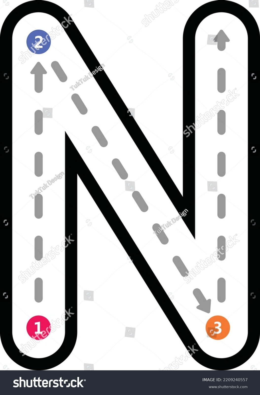 Tracing Alphabet Uppercase Capital Letter N Stock Vector (Royalty within Capital Letter N Tracing Worksheets