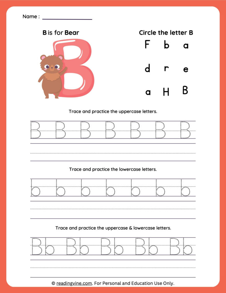 Worksheet Tracing Letter B