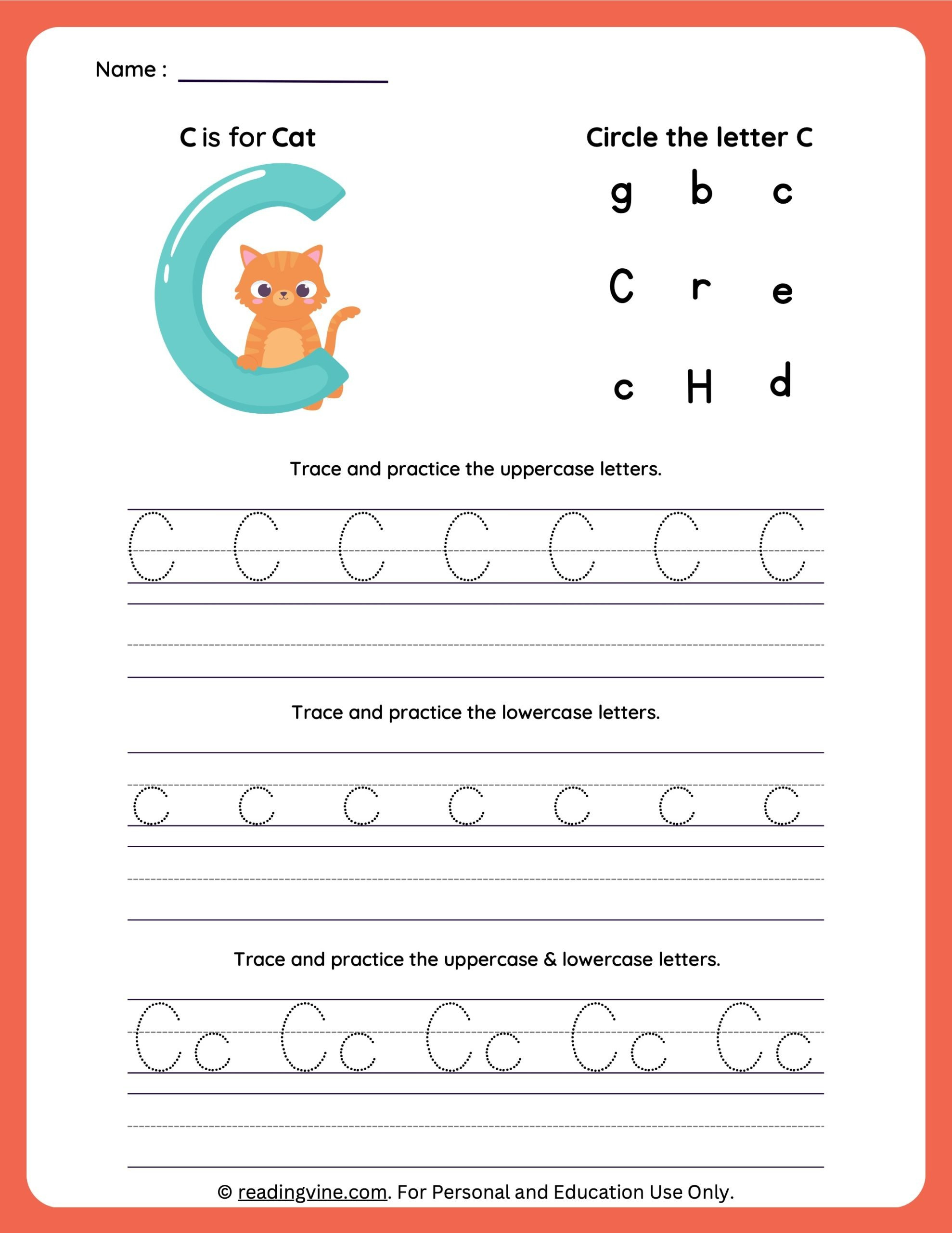 Tracing Letter C | Worksheets For Preschool for Letter Cc Tracing Worksheets