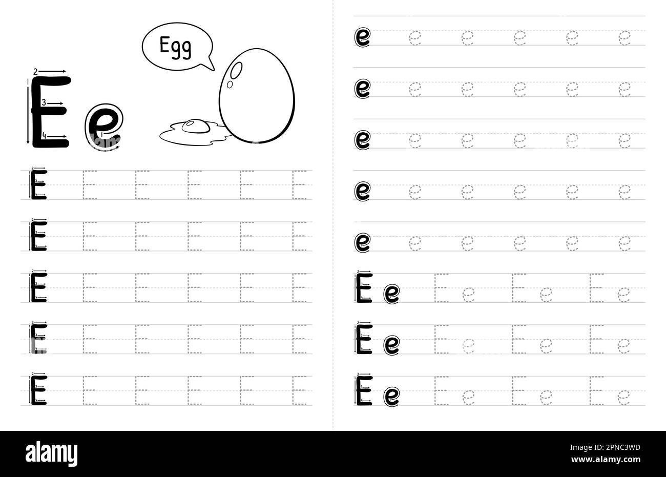 Tracing Letter E Black And White Stock Photos &amp;amp; Images - Alamy with Small Letter E Tracing Worksheet