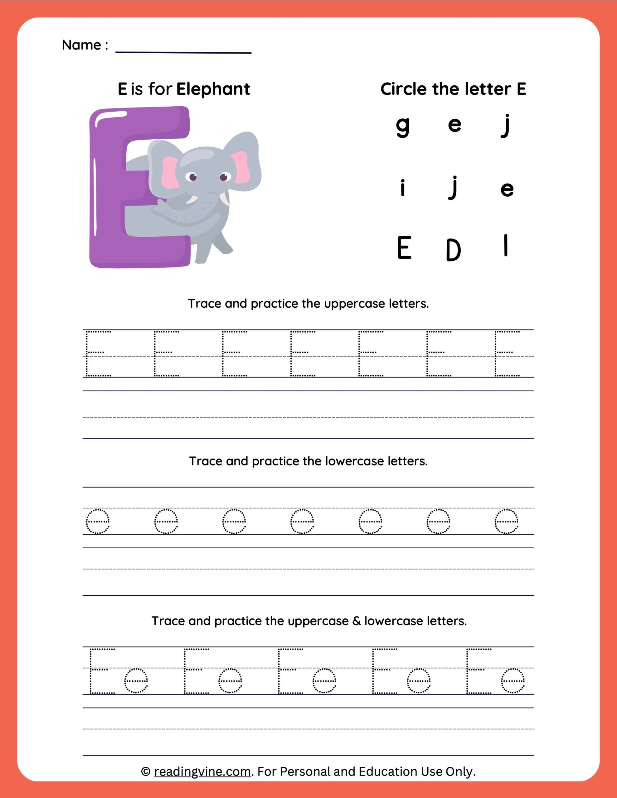 Tracing Letter E | Worksheets For Preschool throughout Tracing Letter E Worksheets For Preschool