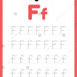 Tracing Letter F Alphabet Worksheet Kindergarten Stock Inside Letter F Tracing Worksheets For Preschool