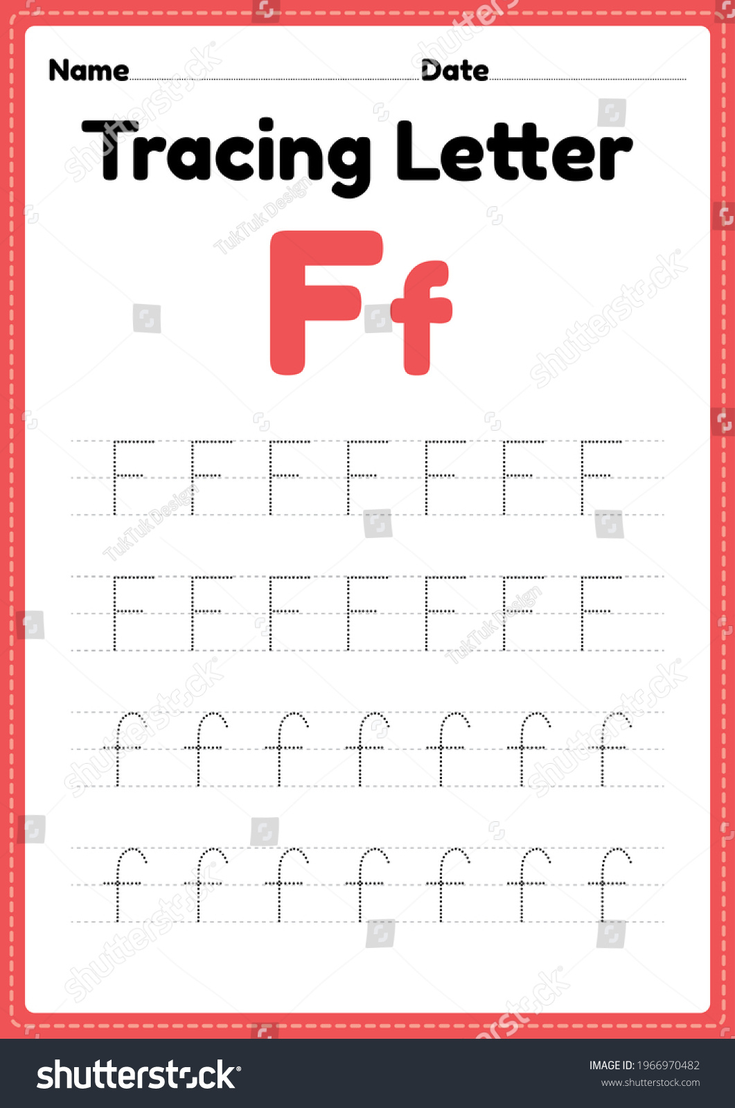 Tracing Letter F Alphabet Worksheet Kindergarten Stock with Letter F Tracing Worksheets Preschool