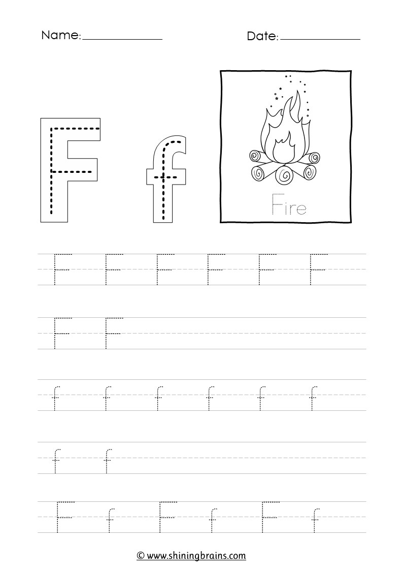 Tracing Letter F F Worksheet throughout Free Printable Letter F Tracing Worksheets