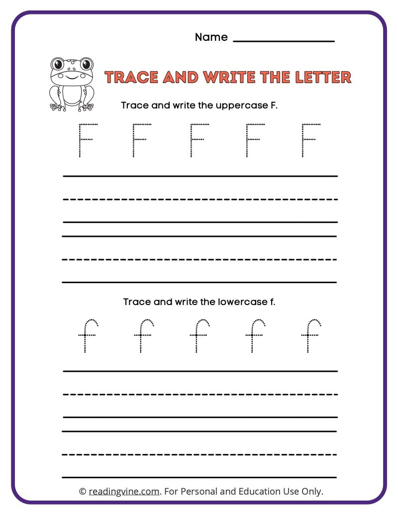 Tracing Letter F | Worksheets For Preschool regarding Trace Letter Ff And Write