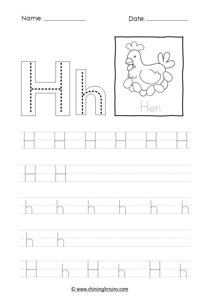 Tracing Letter H Worksheets