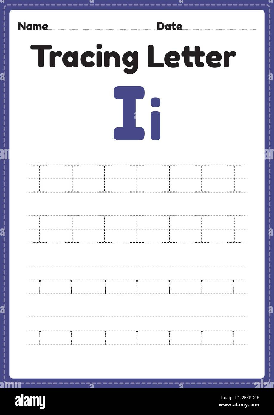 Tracing Letter I Alphabet Worksheet For Kindergarten And Preschool intended for Tracing Letter I Worksheets For Kindergarten