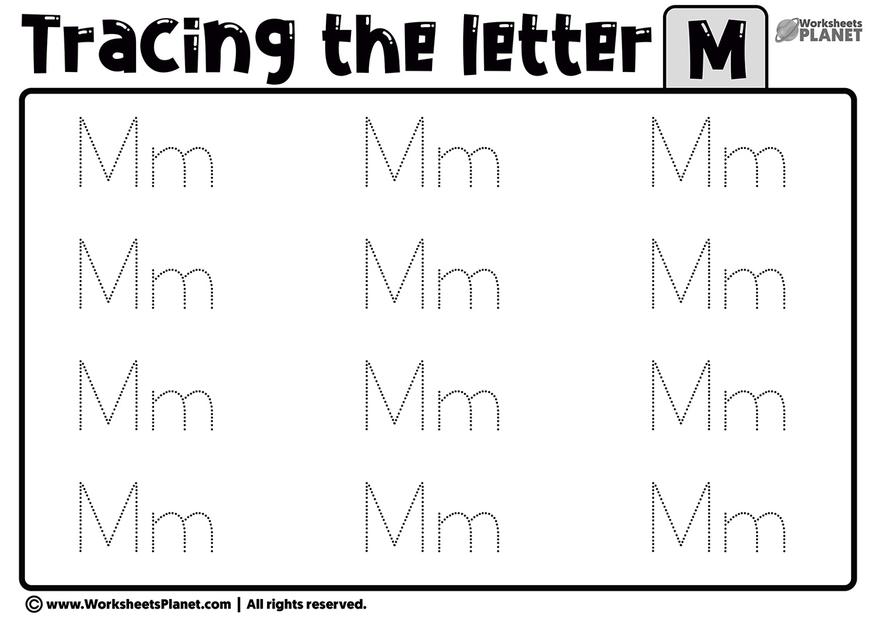 Tracing Letter M Worksheet throughout Tracing Letter Mm Worksheets