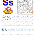Tracing Letter S Study Alphabet Printable Stock Vector (Royalty With Children'S Letter Tracing Worksheets