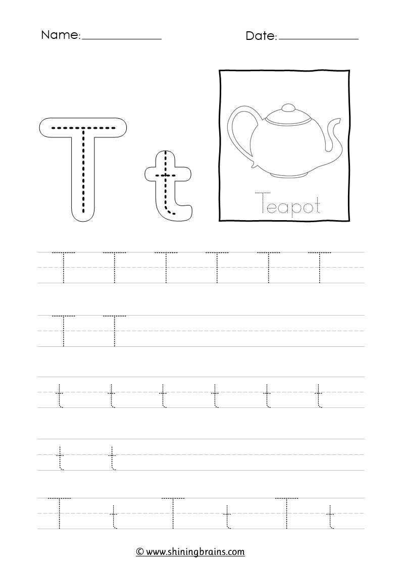Tracing Letter T T Worksheet inside Letter T Tracing Worksheets For Kindergarten