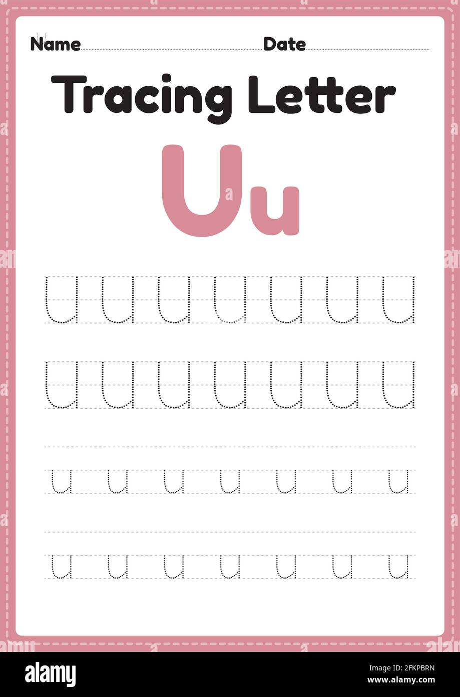 Tracing Letter U Alphabet Worksheet For Kindergarten And Preschool with Letter U Tracing Worksheets For Kindergarten
