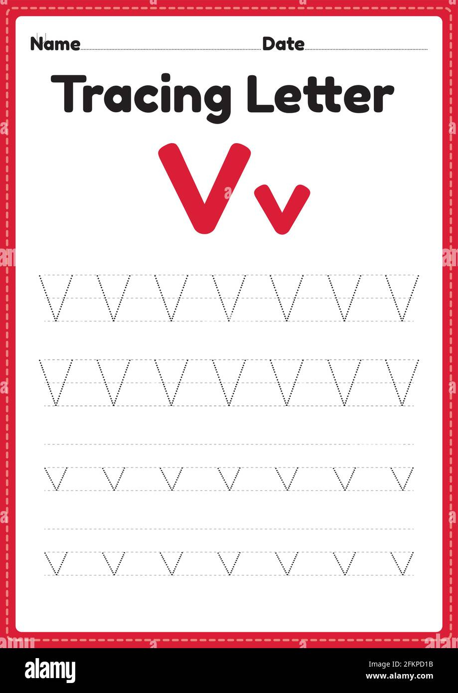 Tracing Letter V Alphabet Worksheet For Kindergarten And Preschool within Letter V Tracing Worksheets For Kindergarten