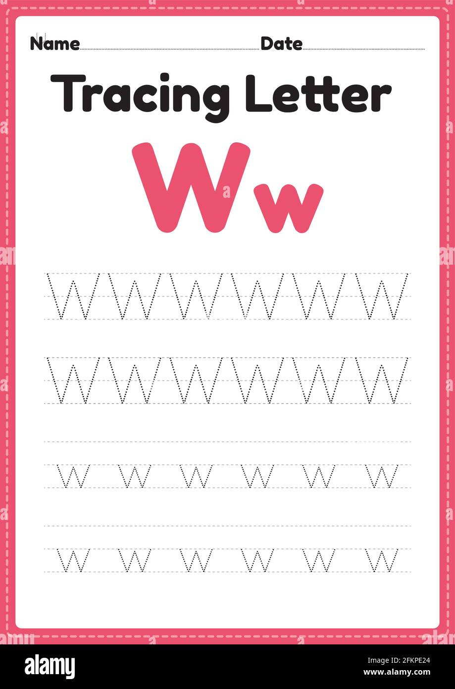 Tracing Letter W Alphabet Worksheet For Kindergarten And Preschool inside Tracing Letter W Worksheets For Kindergarten