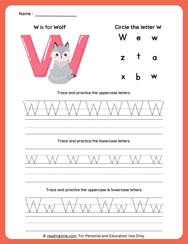 Letter W Tracing Worksheets Preschool