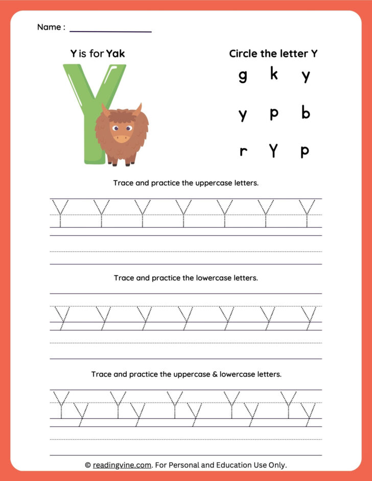 Letter Y Tracing Worksheets Letter Y Tracing Worksheets