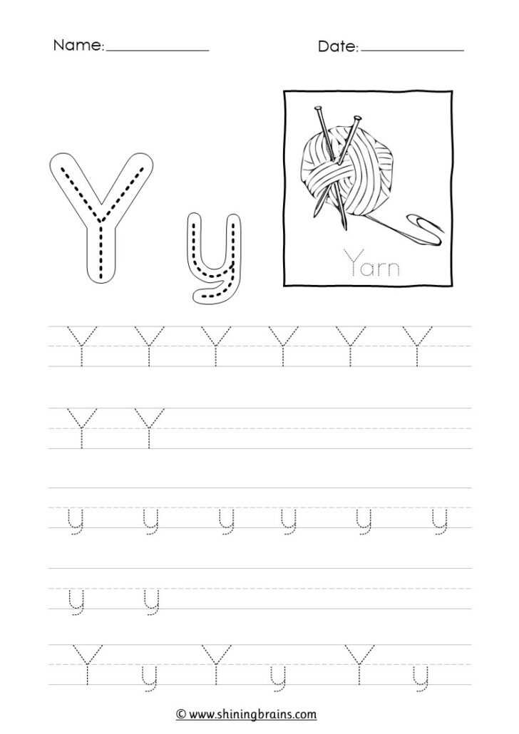 Tracing Letter Y Worksheets For Kindergarten