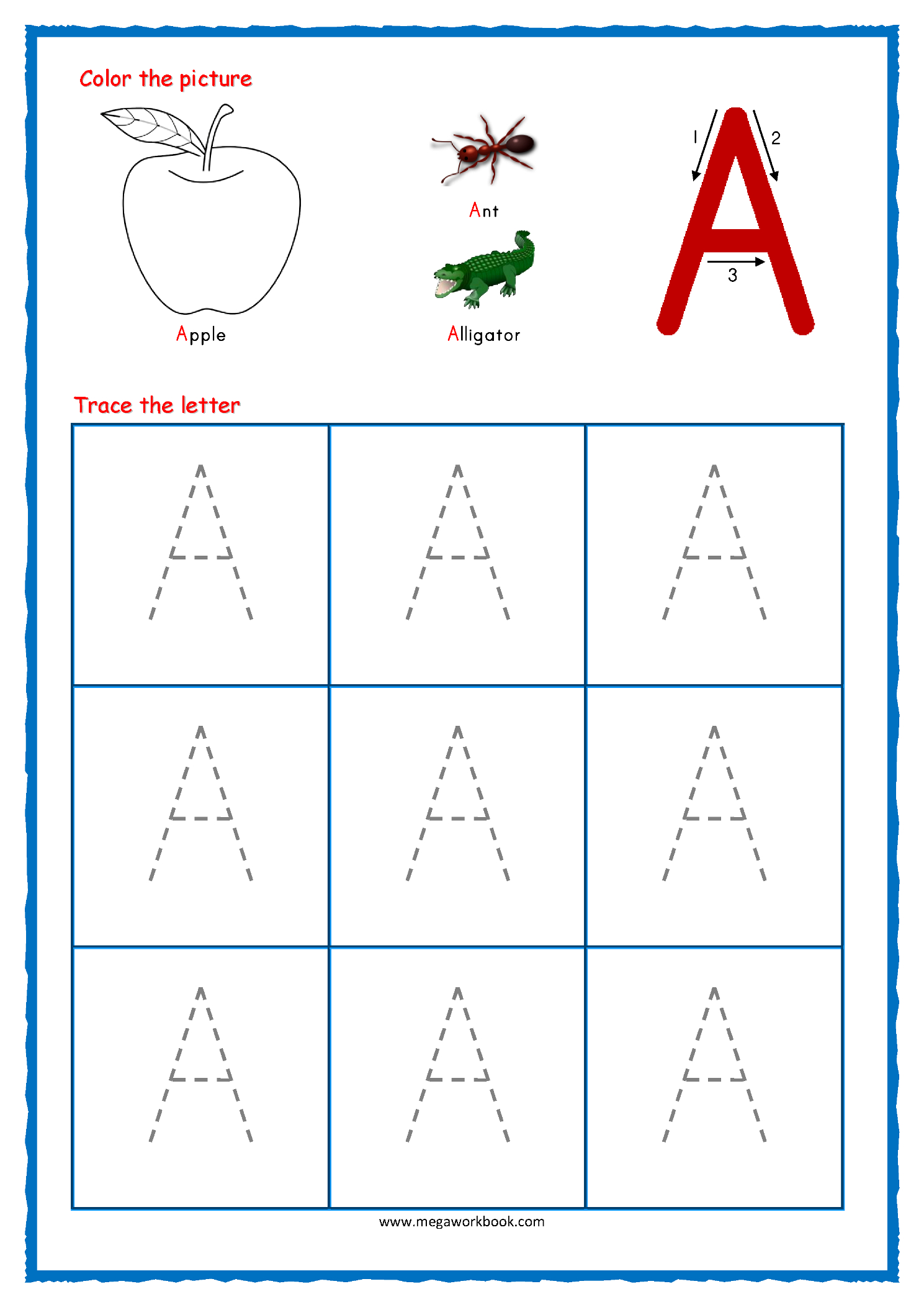 Tracing Letters - Alphabet Tracing Worksheets - Free Printable in Tracing Letter A Worksheets For Preschoolers
