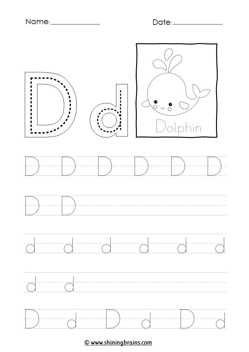 Tracing The Letter D D Worksheet with Tracing Letter D Worksheets For Preschool