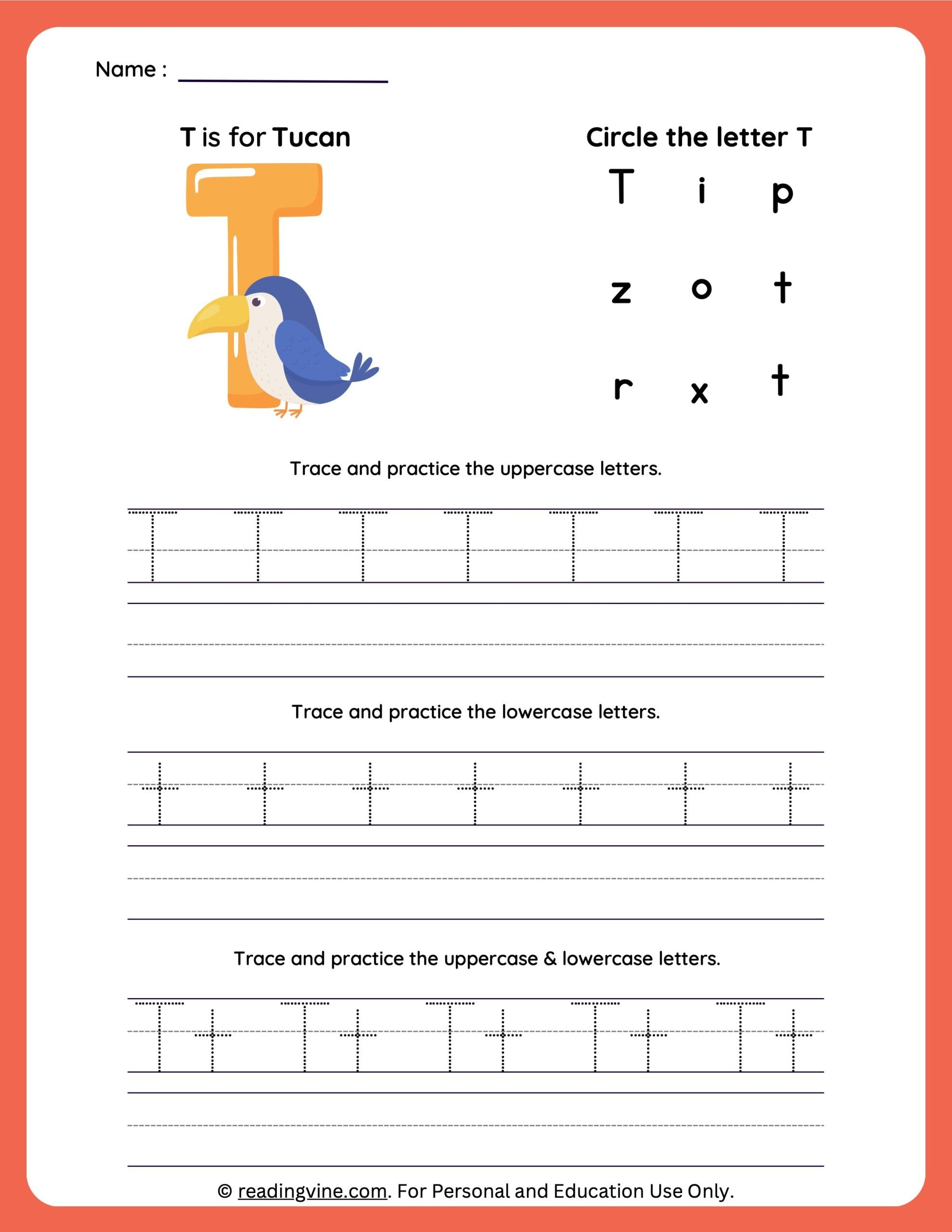 Tracing The Letter T | Worksheets For Preschool in Small Letter T Tracing Worksheets