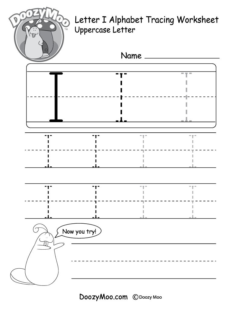 Uppercase Letter I Tracing Worksheet - Doozy Moo with regard to Letter I Tracing Worksheets For Preschool