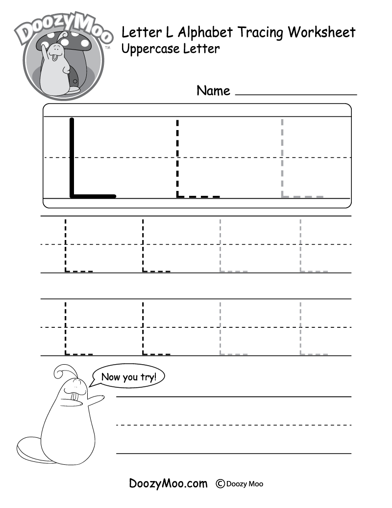 Uppercase Letter L Tracing Worksheet - Doozy Moo inside Letter L Tracing Worksheet