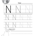 Uppercase Letter N Tracing Worksheet   Doozy Moo Regarding Tracing Letter N Worksheets For Kindergarten