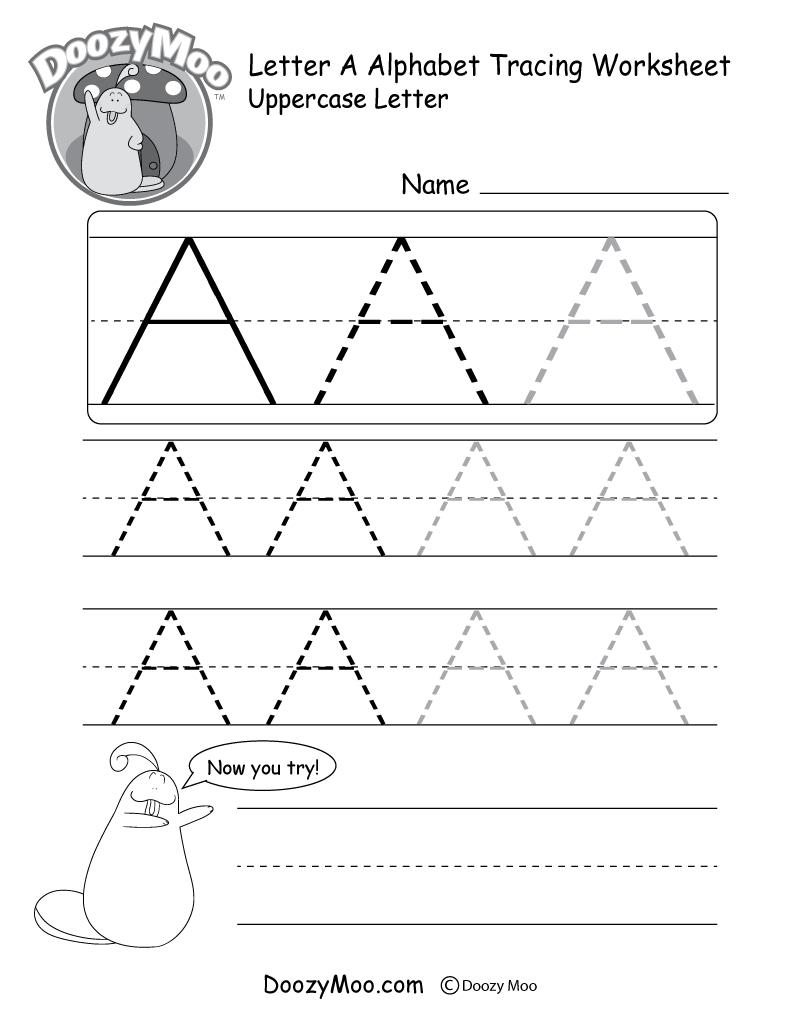 Uppercase Letter Tracing Worksheets (Free Printables) - Doozy Moo in Free Capital Letter Tracing Worksheets
