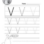 Uppercase Letter V Tracing Worksheet   Doozy Moo Throughout Free Printable Letter V Tracing Worksheets
