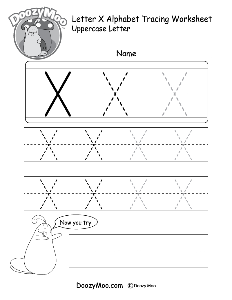 Uppercase Letter X Tracing Worksheet - Doozy Moo pertaining to Tracing Letter X Worksheets