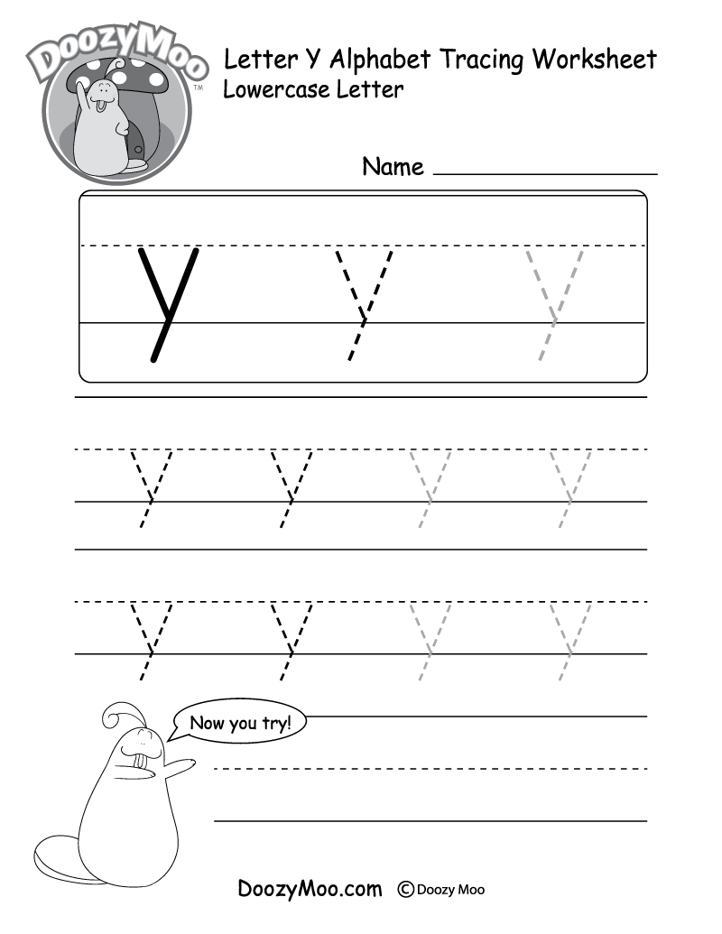 Uppercase Letter Y Tracing Worksheet - Doozy Moo in Letter Y Tracing Worksheets For Kindergarten