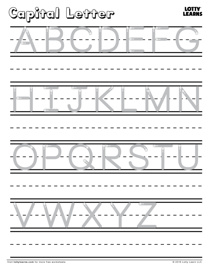 A to Z Capital Letter Tracing Worksheets Free Download
