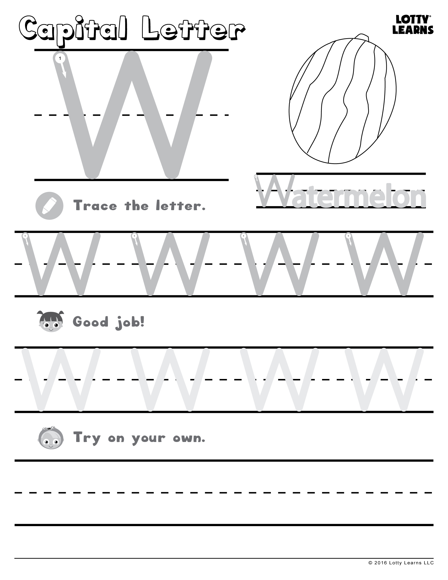 Worksheet Capital Letter W — Lotty Learns intended for Capital Letter W Tracing Worksheets